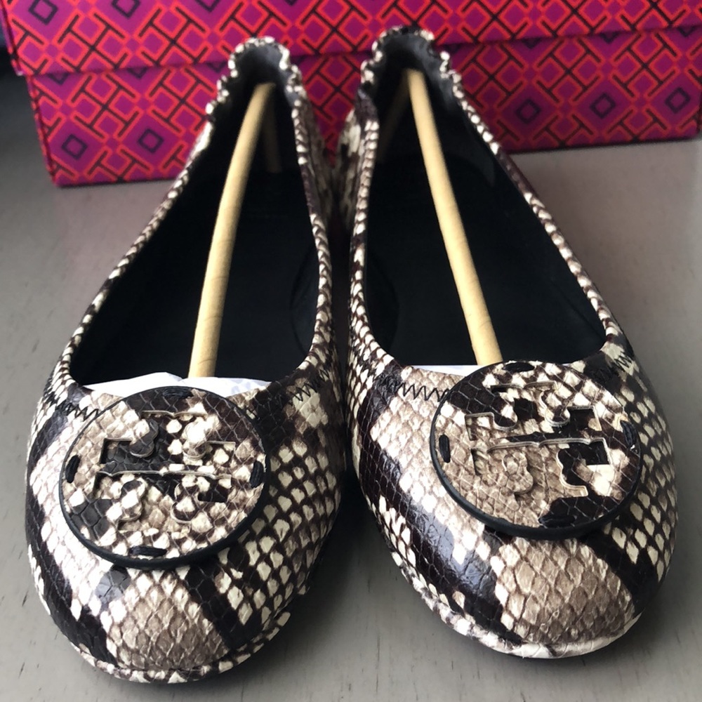 Tory Burch Minnie Travel Ballet Flats with Leather Logo Sz 9